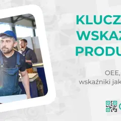 Pracownicy w warsztacie analizują kluczowe wskaźniki produkcji, takie jak OEE, lead time i wskaźniki jakościowe (PPM).