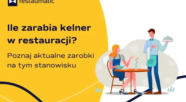 Kelner serwuje danie klientce. Dowiedz się, jakie są aktualne zarobki na tym stanowisku w restauracji.