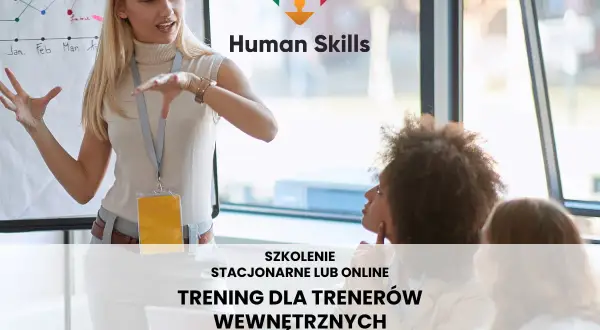 Szkolenie dla trenerów wewnętrznych. Kobieta prowadzi prezentację, wyjaśniając wykresy.